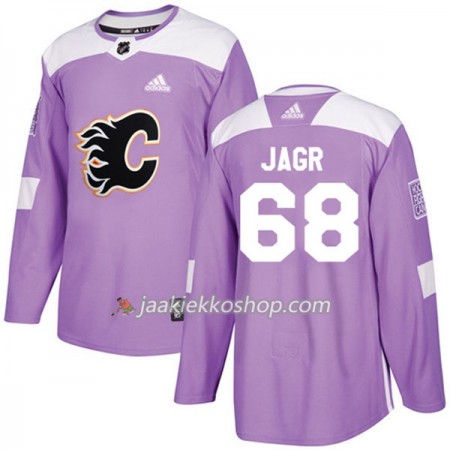 Miehille NHL Calgary Flames Pelipaita Jaromir Jagr 68 Adidas 2017-2018 Violetti Fights Cancer Practice Authentic